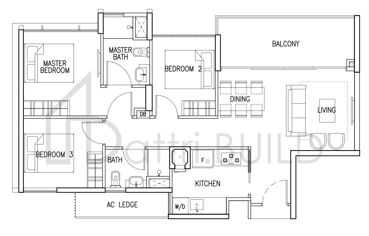 THE SKYWOODS 3C1C floorplan (watermarked)
