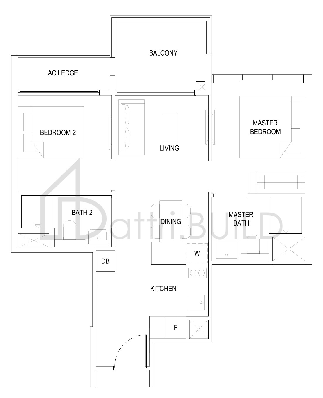 THE FLORENCE RESIDENCES 2D1 floorplan (watermarked)
