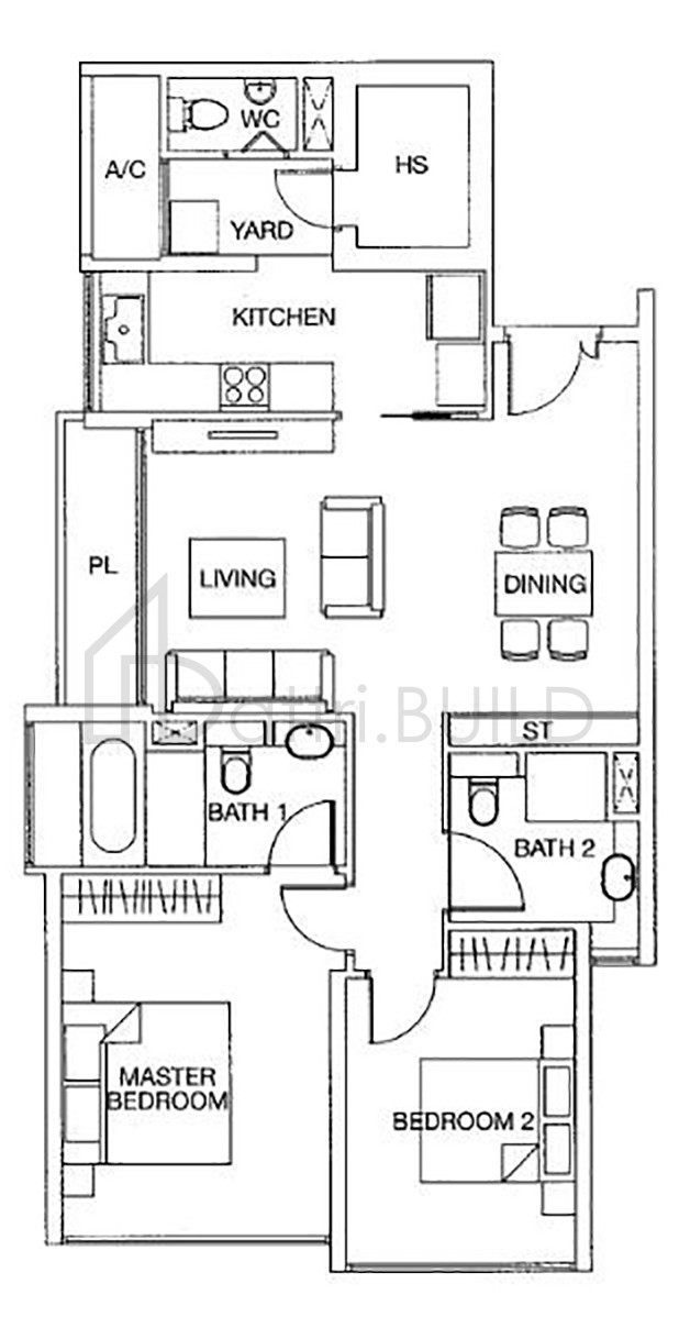 THE WHARF RESIDENCE A3-a floorplan (watermarked)