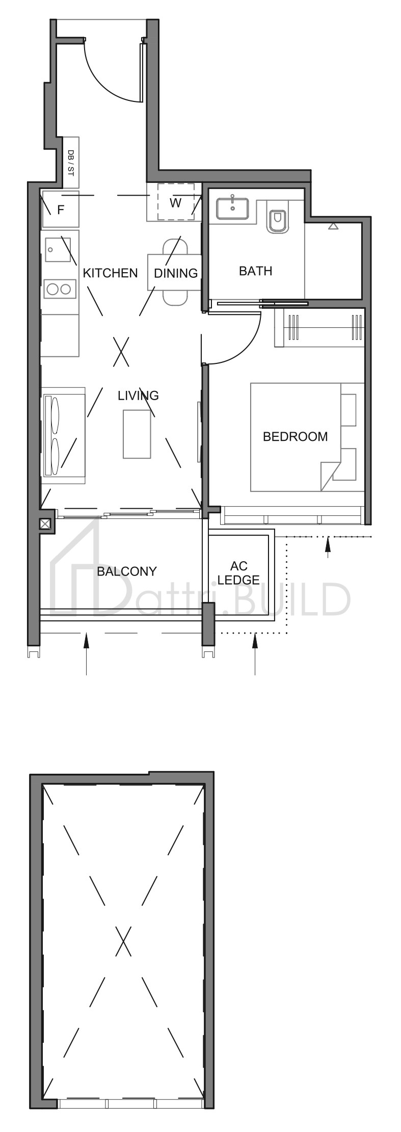 PARC CLEMATIS 1BR-2H floorplan (watermarked)