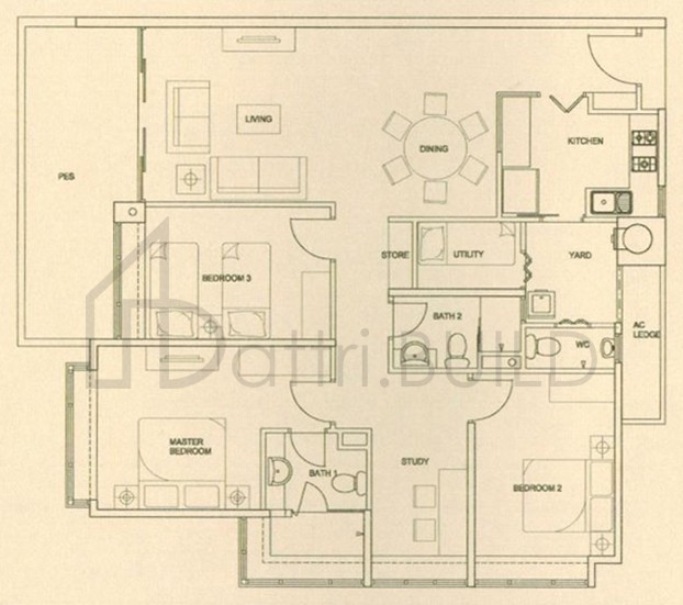 THE RAINTREE D2c-p floorplan (watermarked)