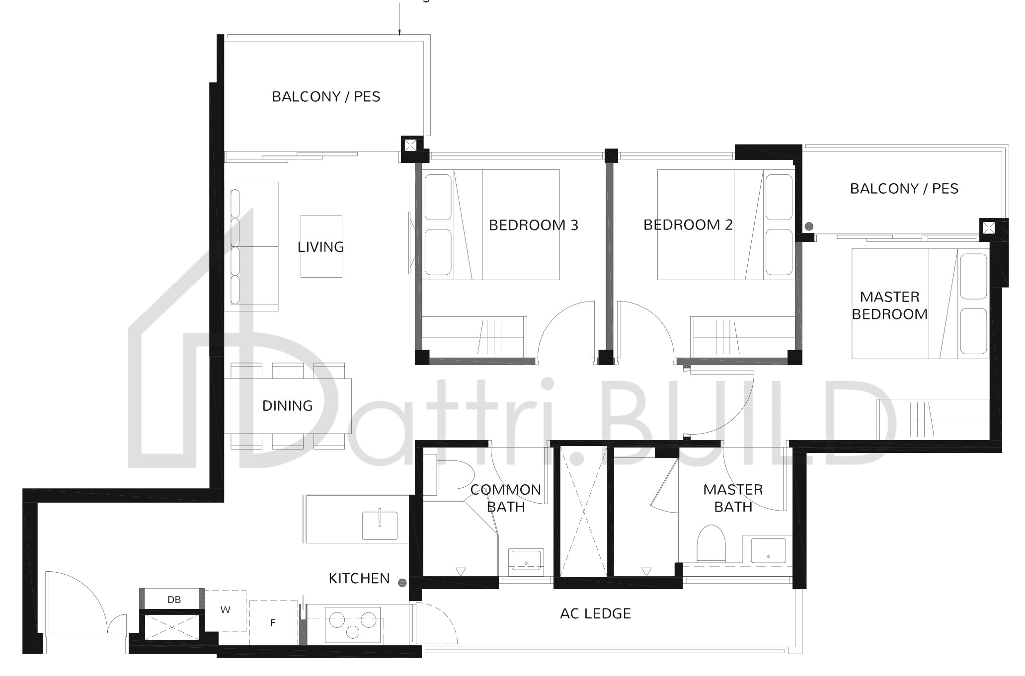 THE WISTERIA 3A-1 floorplan (watermarked)