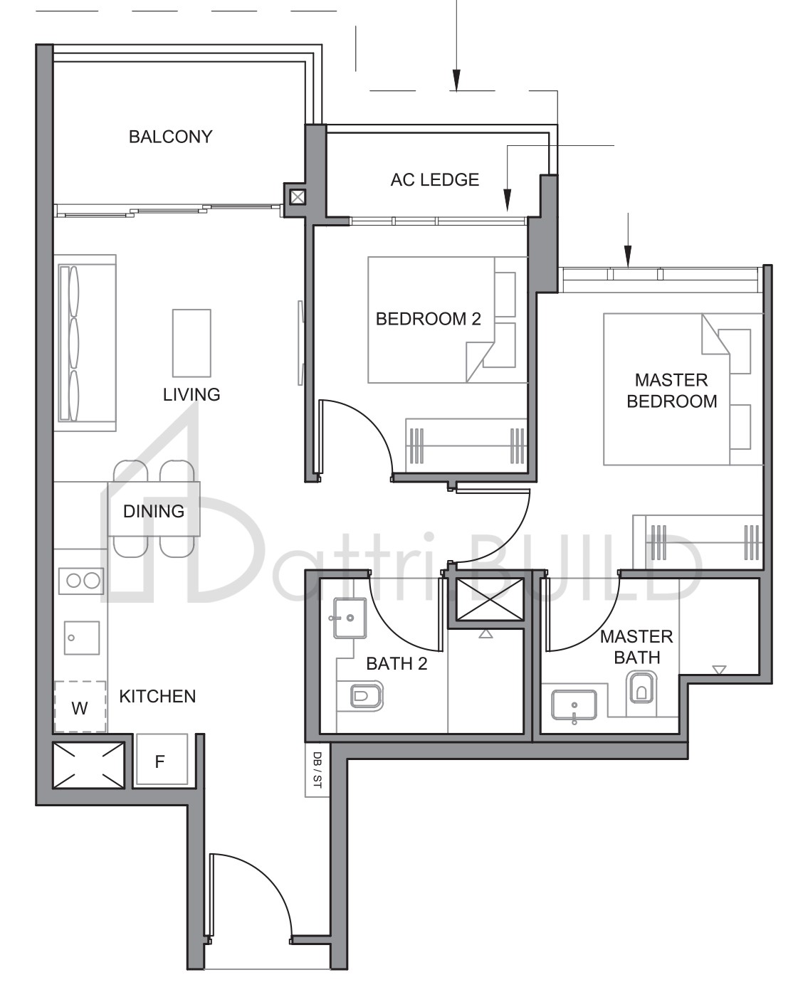 PARC CLEMATIS 2BR-3 floorplan (watermarked)