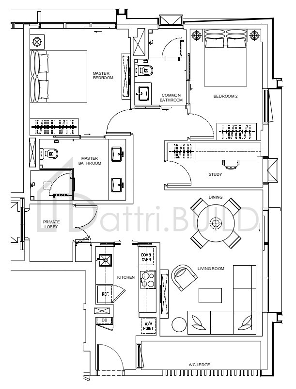 DALVEY HAUS A1-1 floorplan (watermarked)