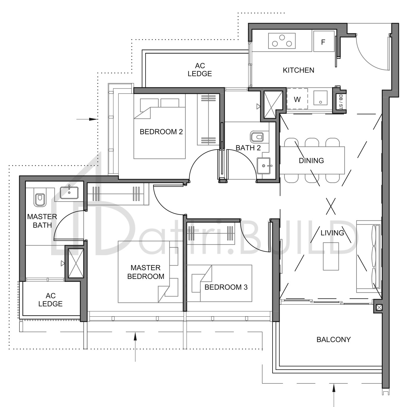 PARC CLEMATIS 3BR-2 floorplan (watermarked)