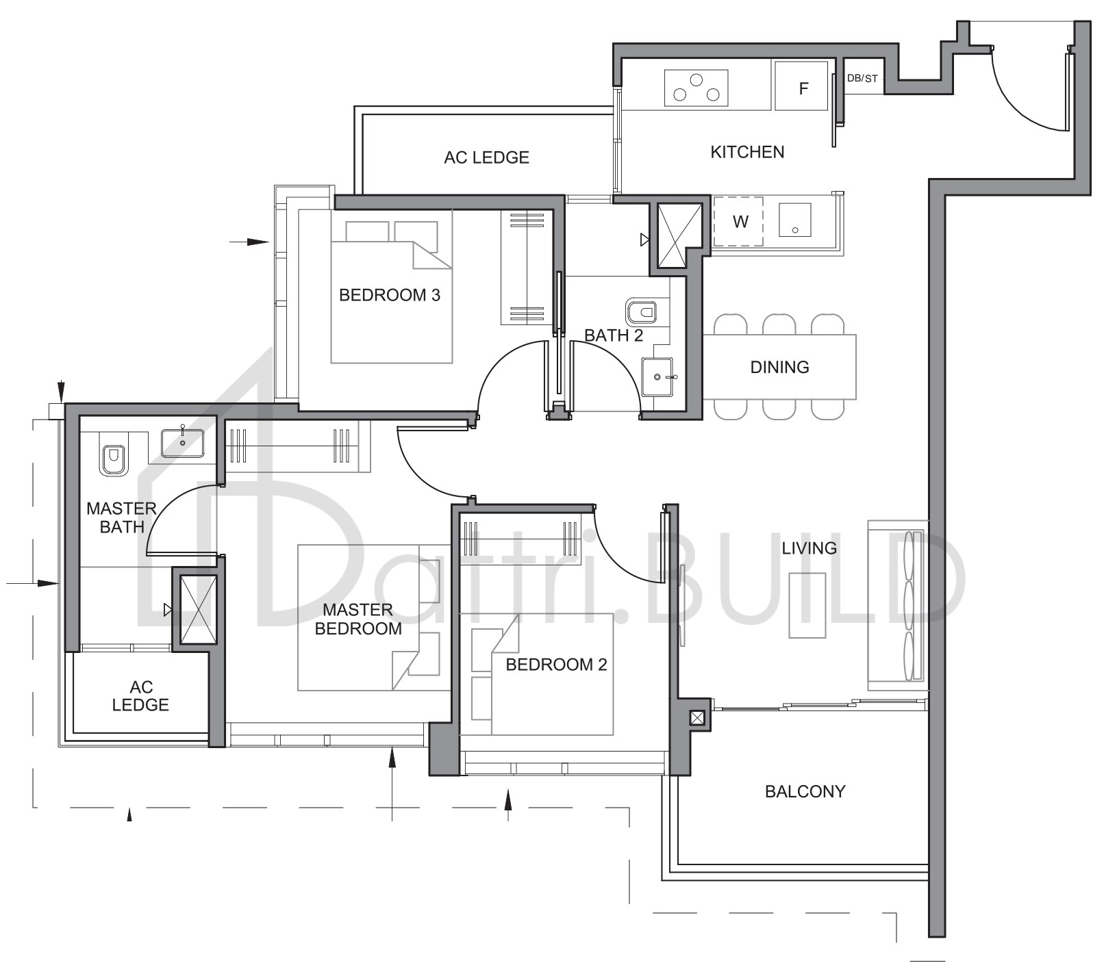 PARC CLEMATIS 3BR-4 floorplan (watermarked)