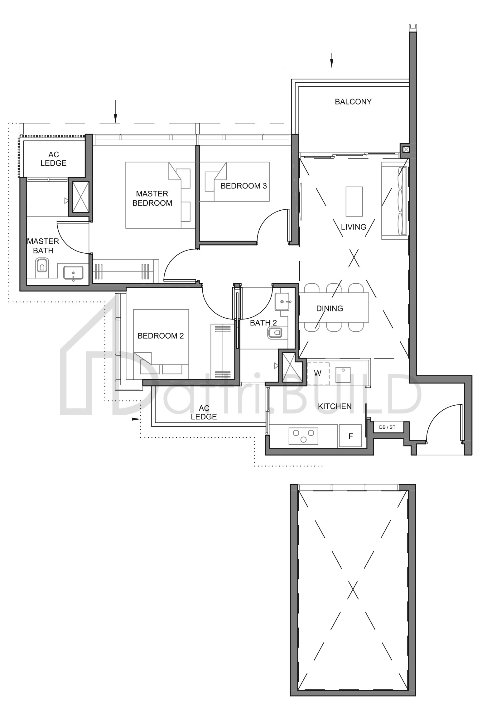 PARC CLEMATIS 3BR-H floorplan (watermarked)