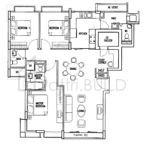 THE CASSANDRA A2 floorplan (watermarked)