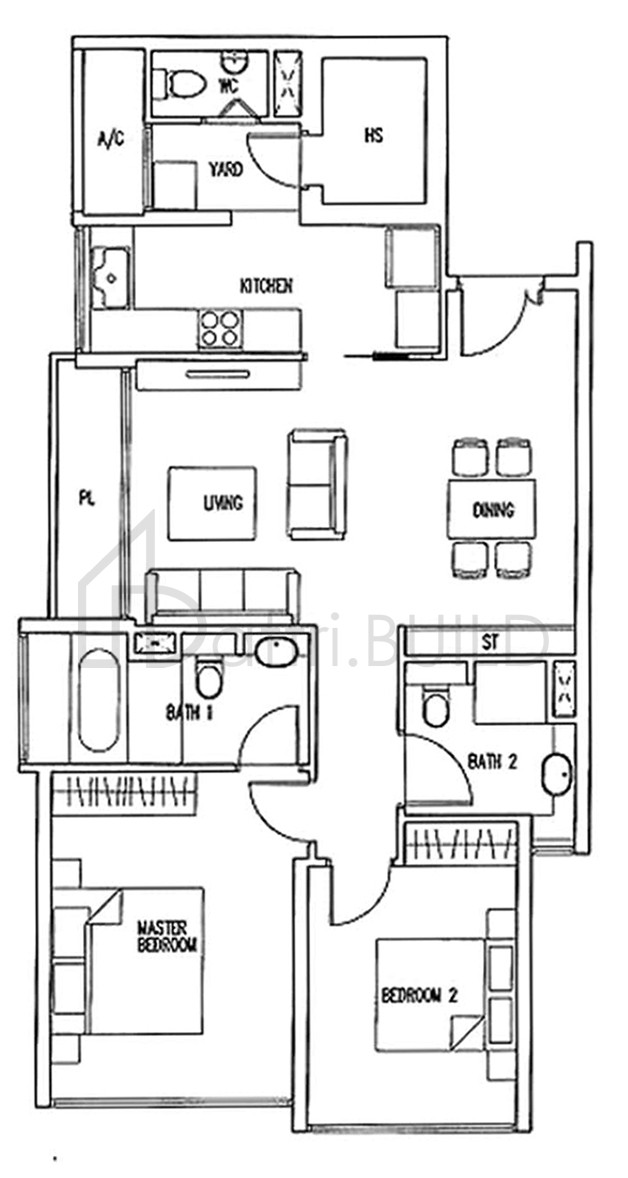 THE WHARF RESIDENCE A3-b floorplan (watermarked)