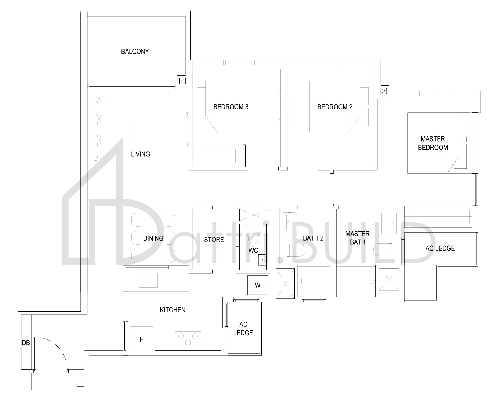 THE FLORENCE RESIDENCES 3D5a floorplan (watermarked)