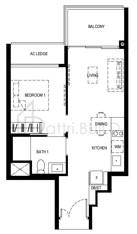 NORMANTON PARK 1BR-a floorplan (watermarked)