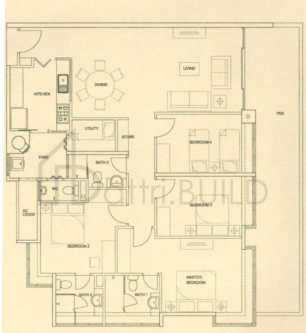 THE RAINTREE E1b-p2 floorplan (watermarked)