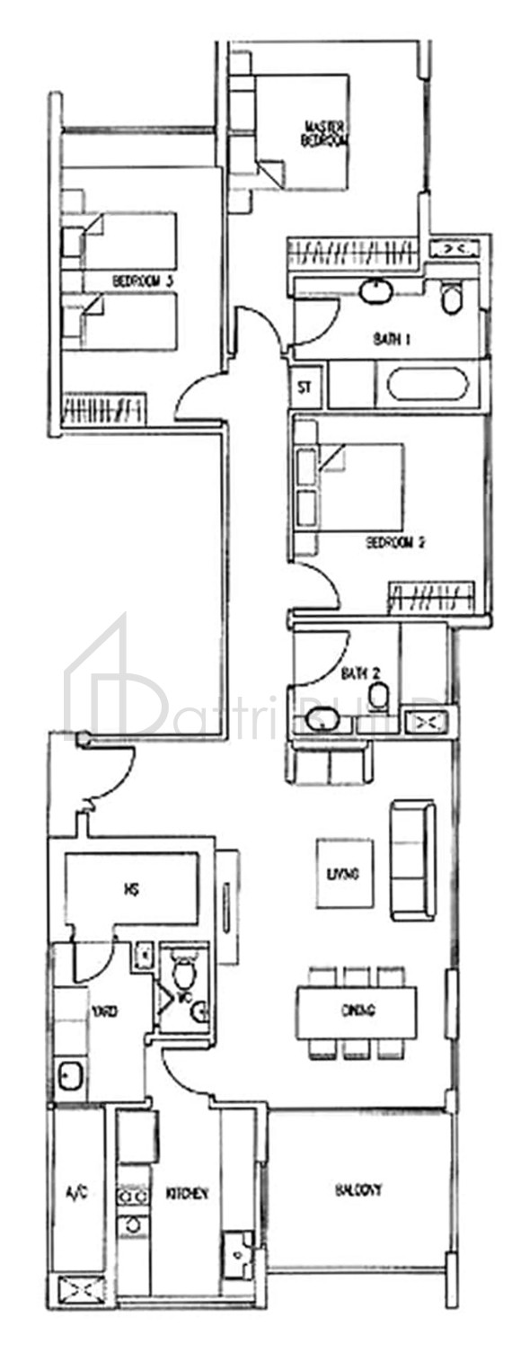 THE WHARF RESIDENCE B1-c floorplan (watermarked)