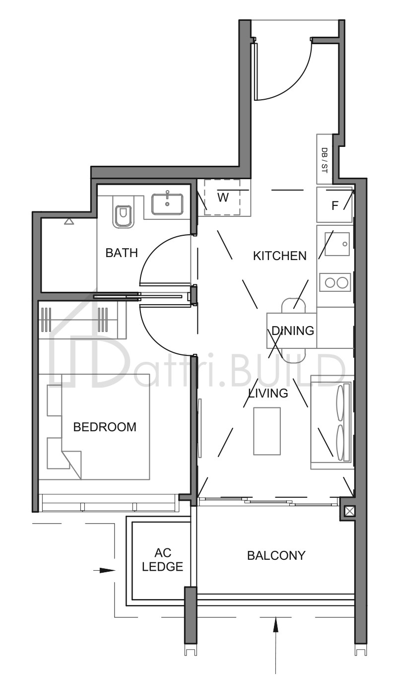 PARC CLEMATIS 1BR-1 floorplan (watermarked)