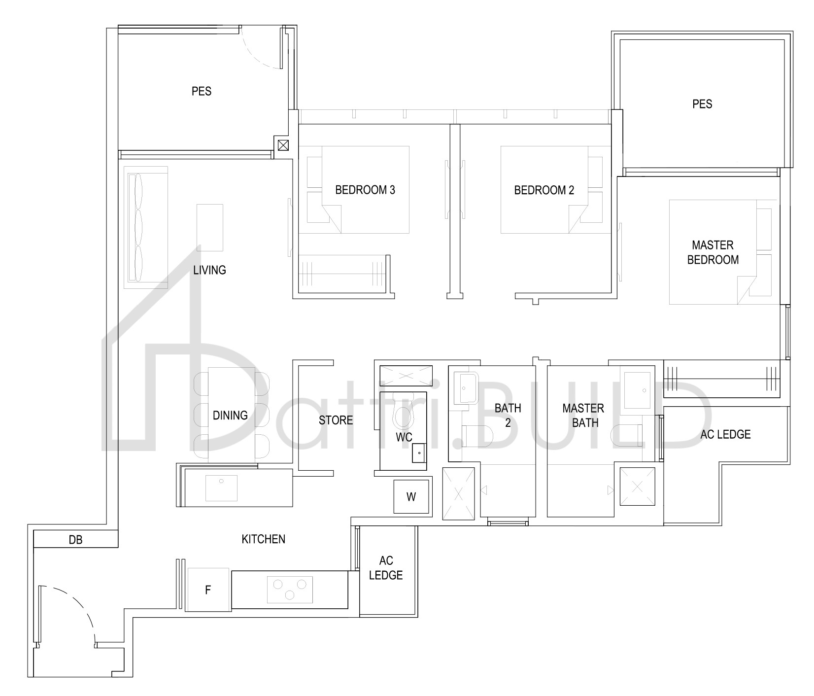 THE FLORENCE RESIDENCES 3D2(G) floorplan (watermarked)