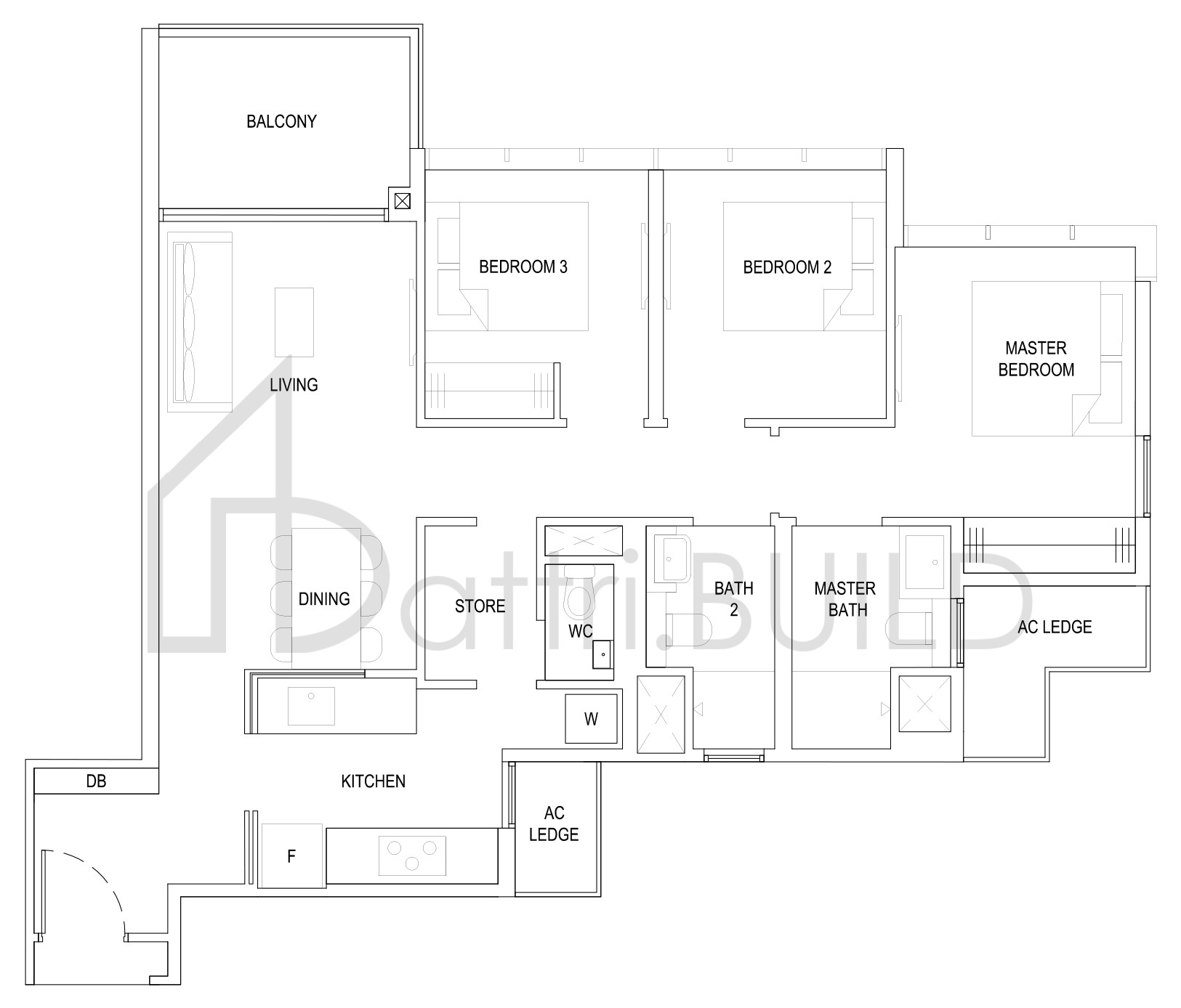 THE FLORENCE RESIDENCES 3D2 floorplan (watermarked)