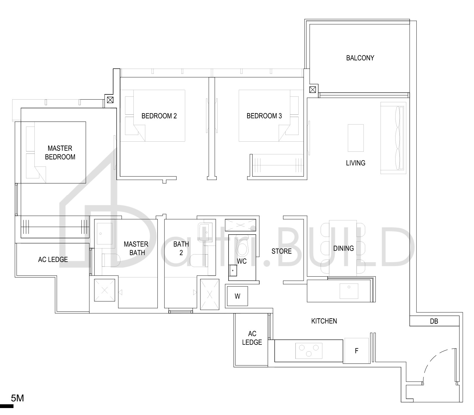 THE FLORENCE RESIDENCES 3D2a floorplan (watermarked)
