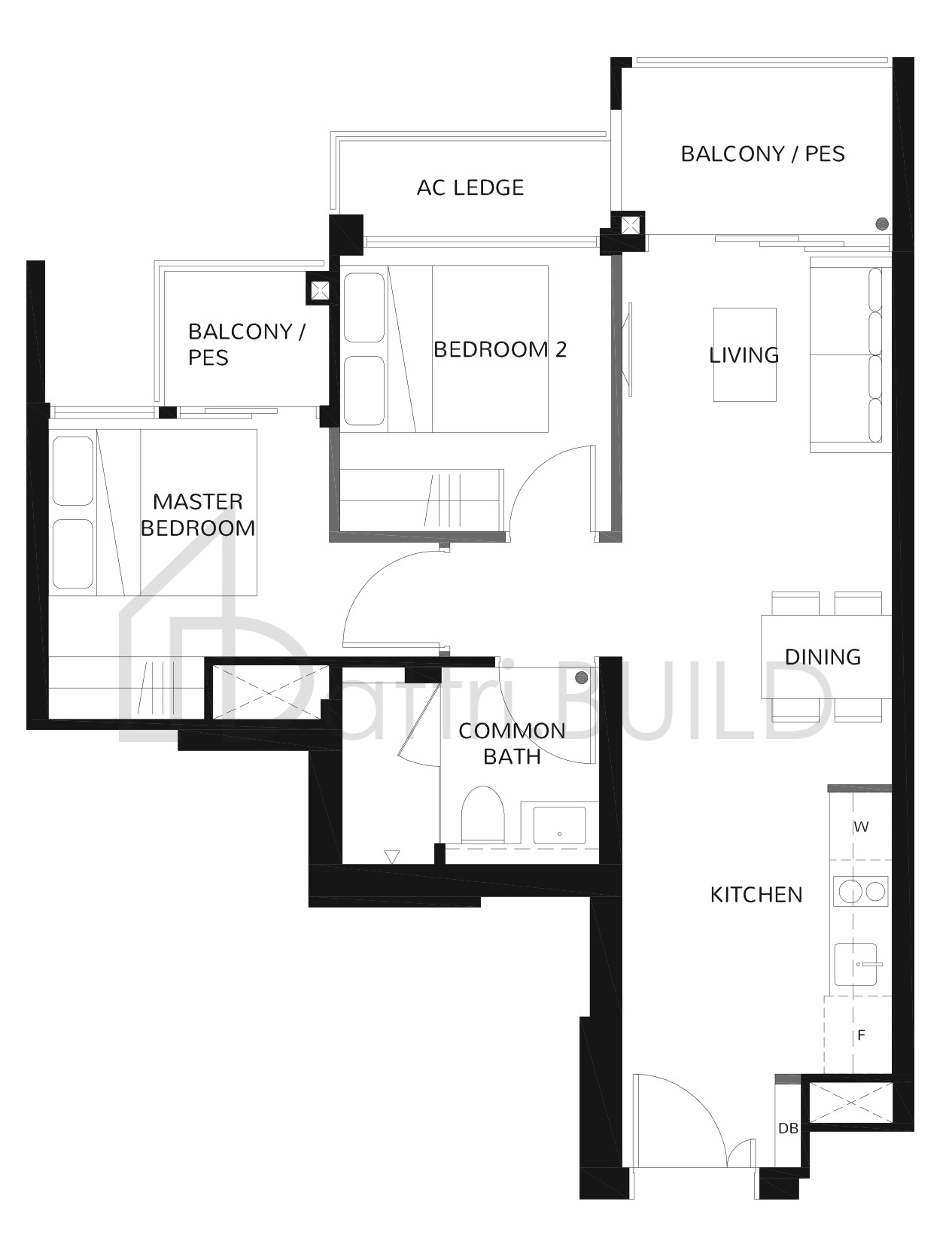 THE WISTERIA 2A-1 floorplan (watermarked)