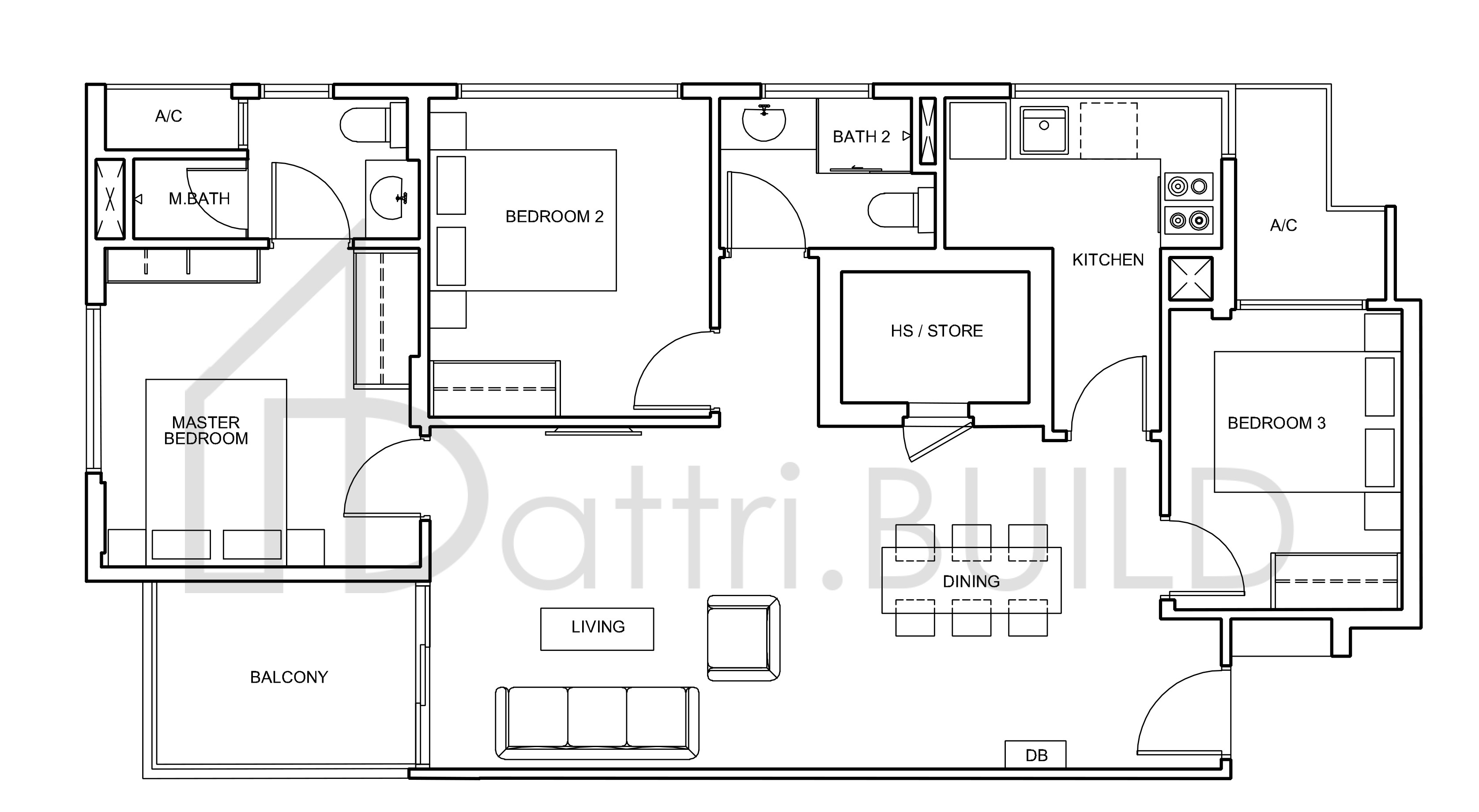 SERAYA RESIDENCES B1a floorplan (watermarked)