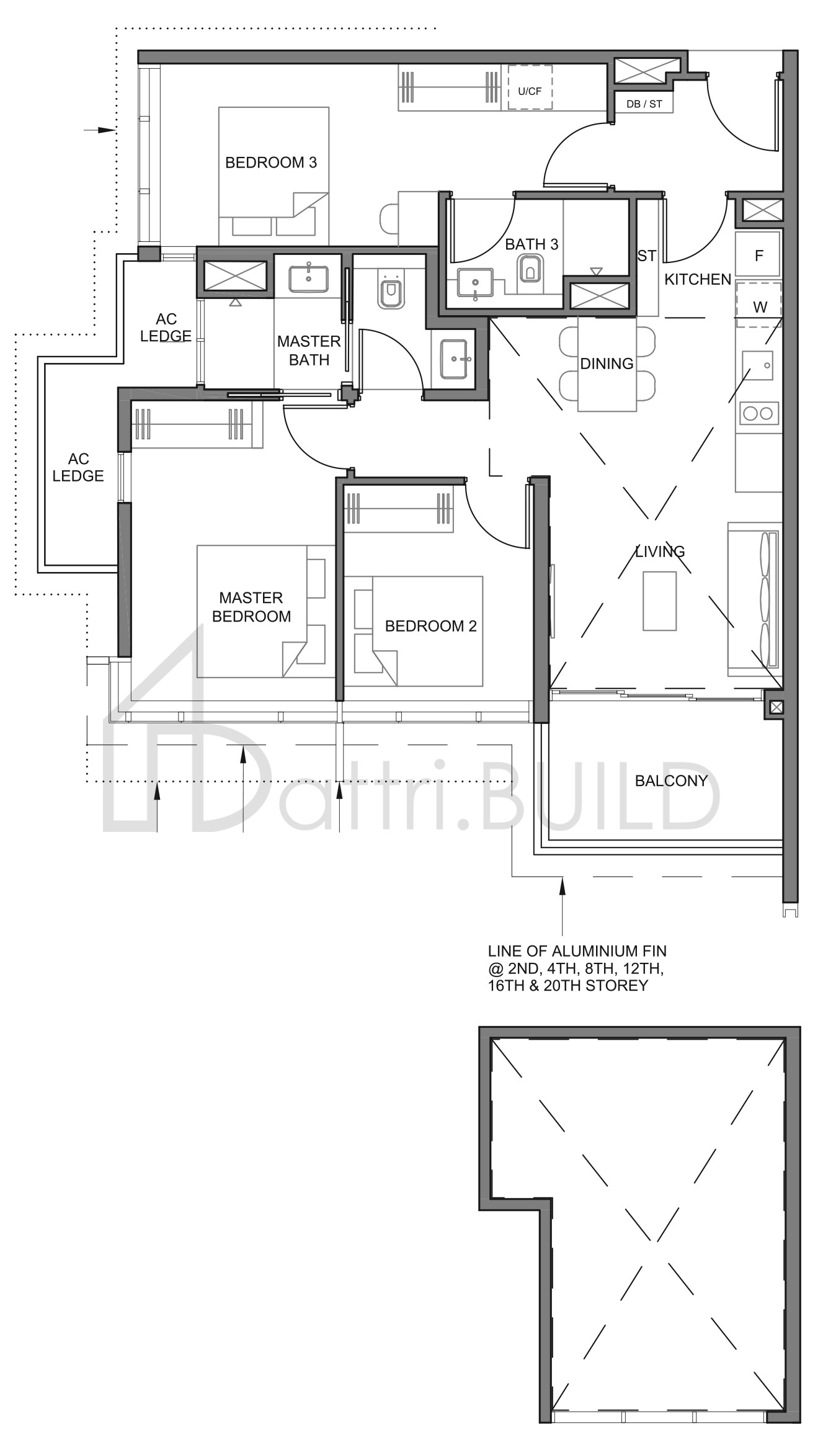 PARC CLEMATIS 3BR DK-1H floorplan (watermarked)