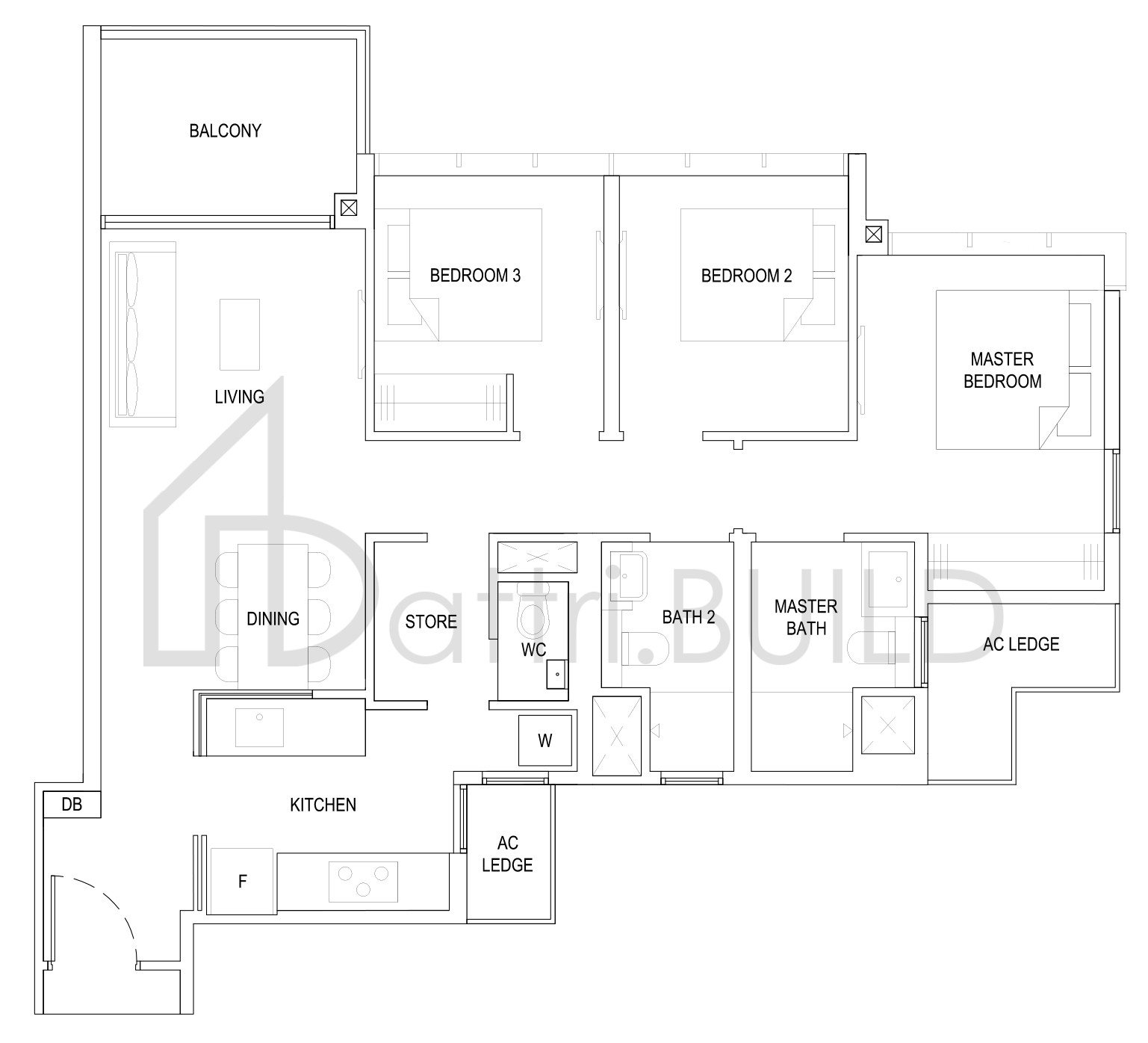 THE FLORENCE RESIDENCES 3D1a floorplan (watermarked)