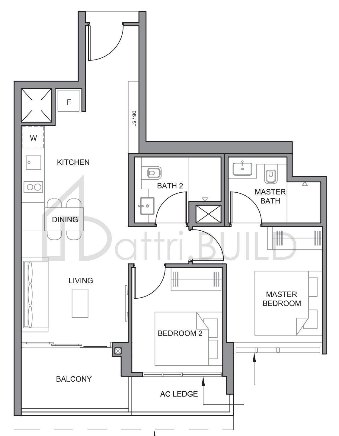 PARC CLEMATIS 2BR-2 floorplan (watermarked)