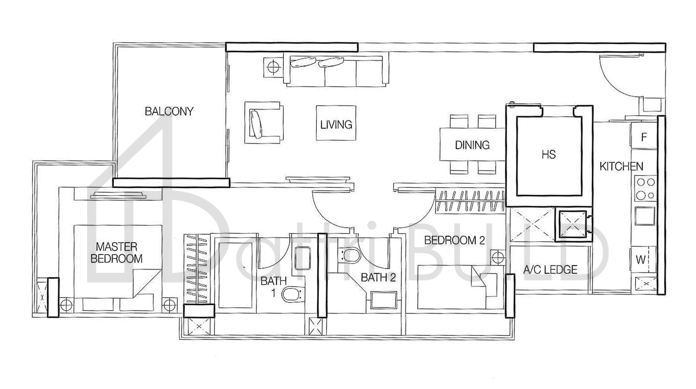 THE VERMONT ON CAIRNHILL A2a floorplan (watermarked)