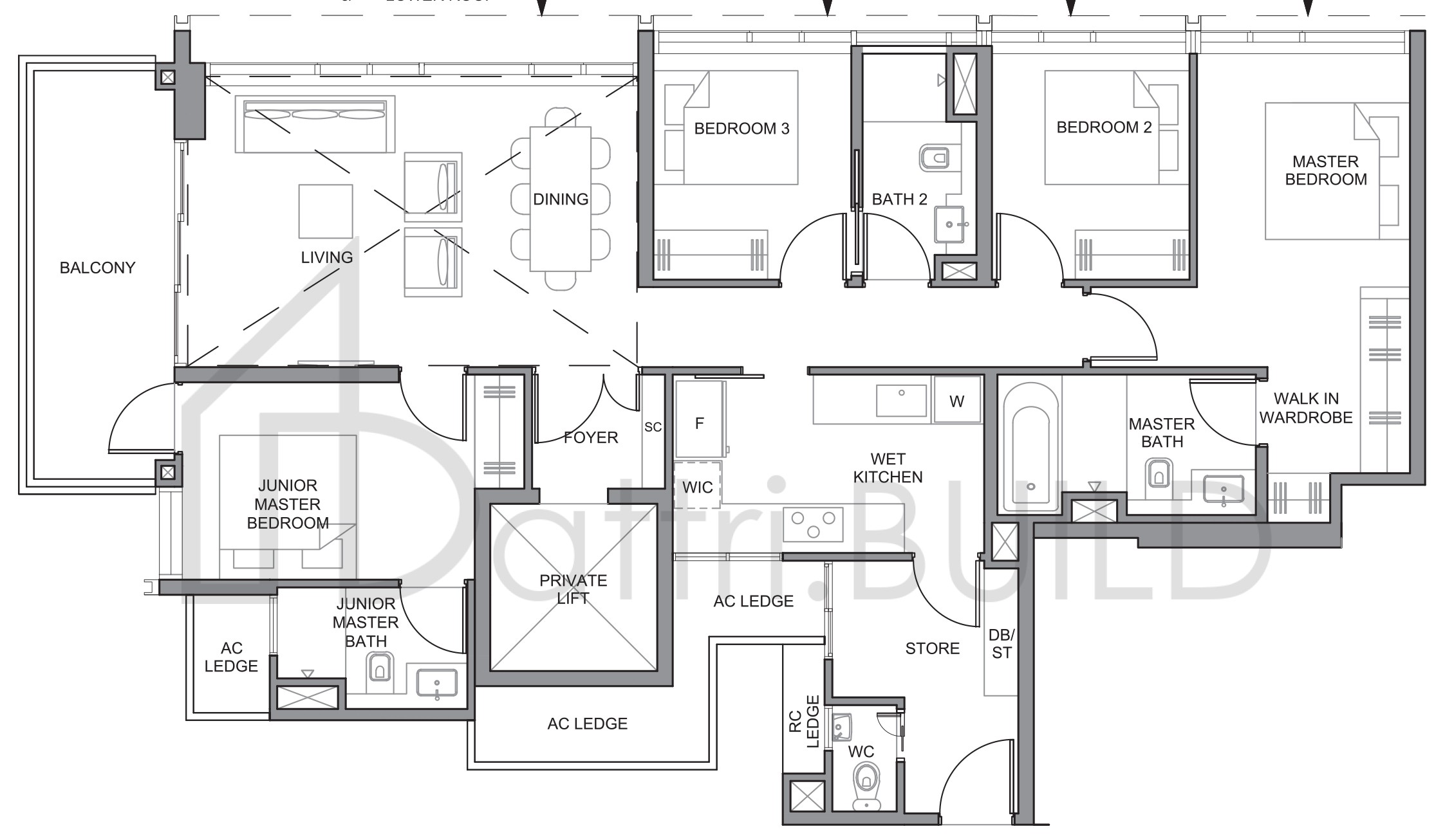 PARC CLEMATIS 4BR-P2 floorplan (watermarked)