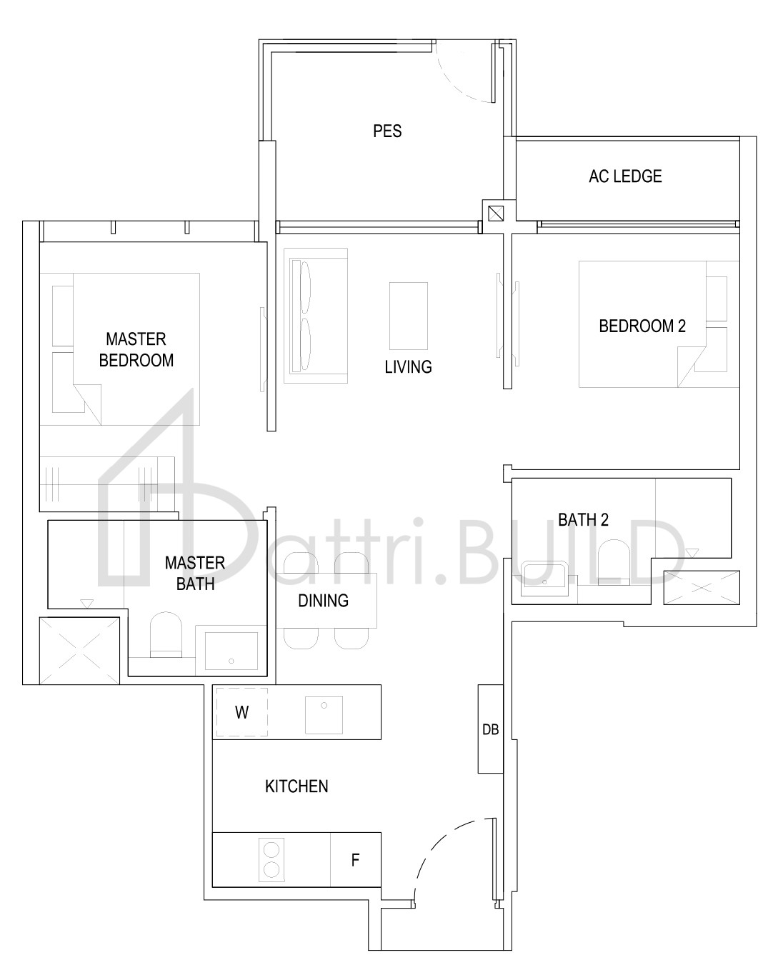 THE FLORENCE RESIDENCES 2D4(G) floorplan (watermarked)