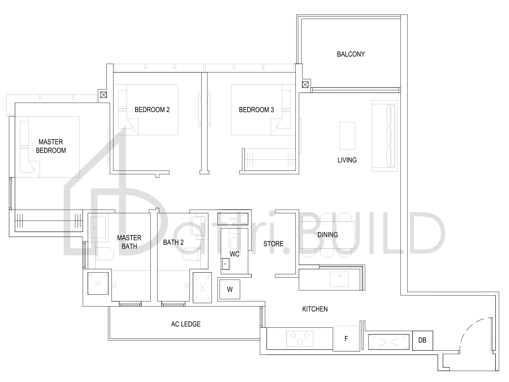 THE FLORENCE RESIDENCES 3D3a floorplan (watermarked)