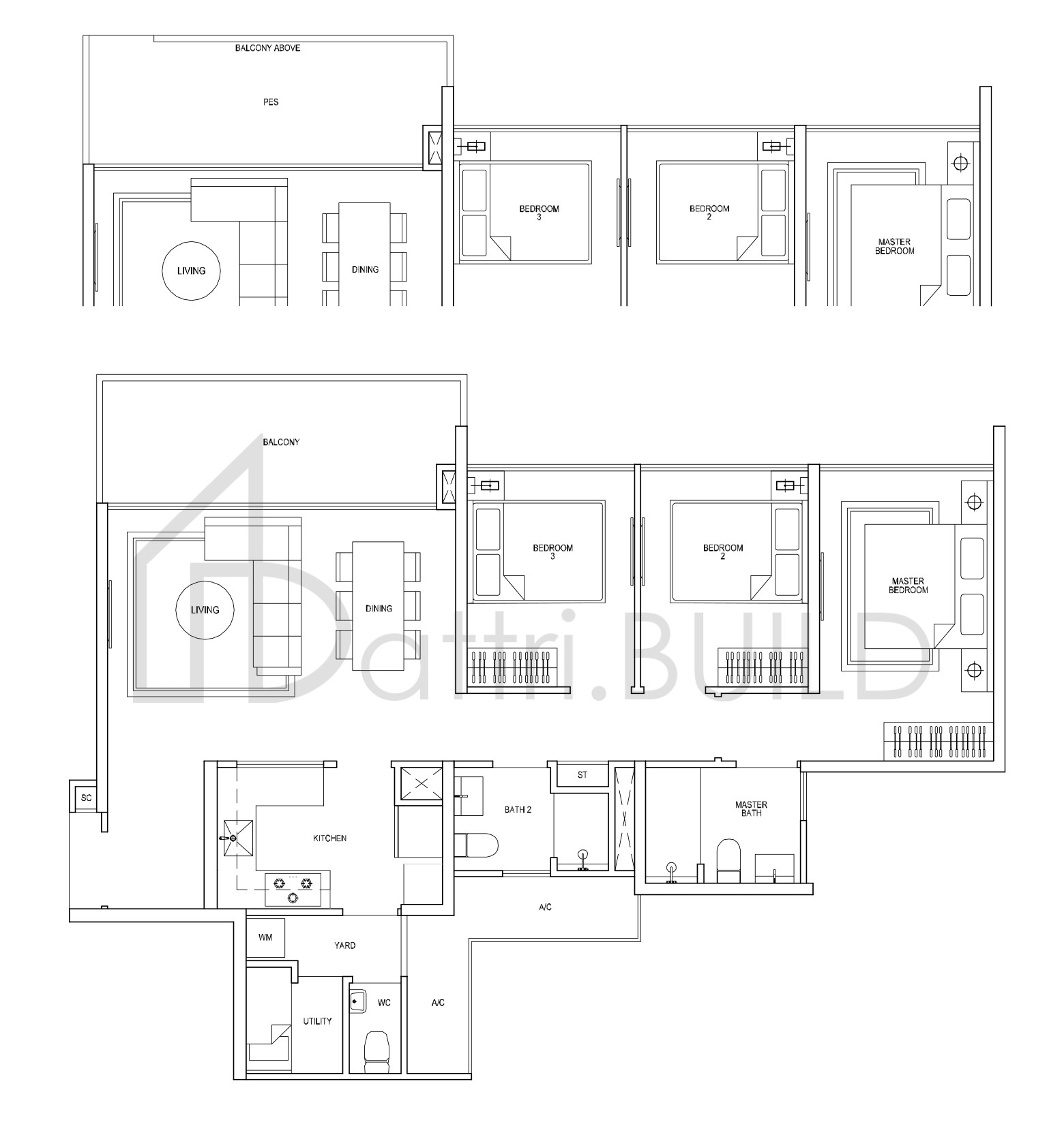 SKYPARK RESIDENCES A1 floorplan (watermarked)